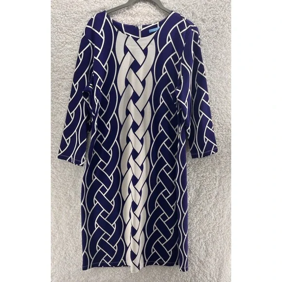 J. McLaughlin Sheath Dress Women's Large Navy Catalina Cloth Braid Stretch Midi - Picture 1 of 11